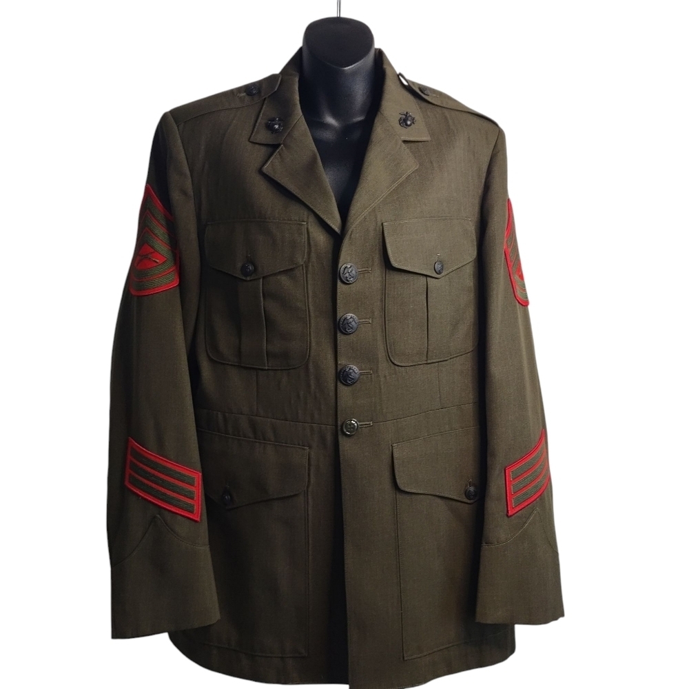 Vintage USMC Marine Corps Army Military Jacket Green Size 42R Vietnam War Era - Picture 1 of 9